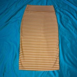 Striped mustard pencil skirt